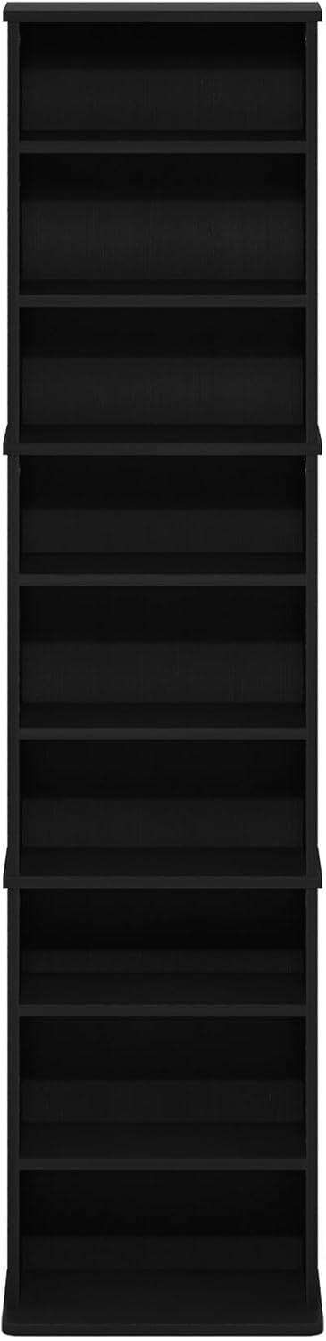 Furinno Jaya Multimedia-Medienspeicher-Tower-Rack mit 9 Regalen und verstellbaren Regalen, Americano