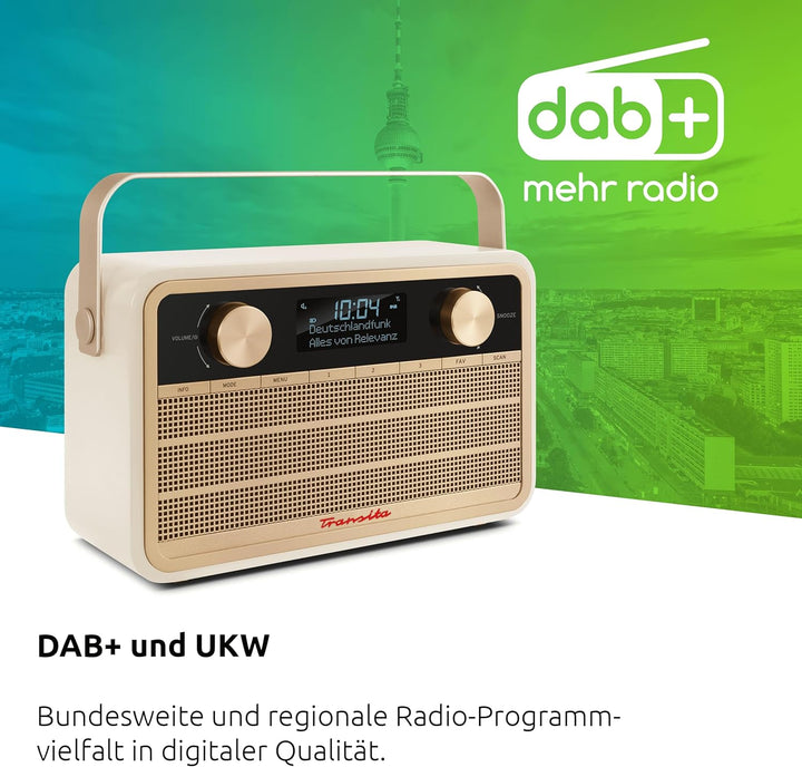 TechniSat Transita 120 tragbares DAB Radio (DAB+, UKW, 24 Stunden Akku, Aux In, Wecker, 2 Weckzeiten