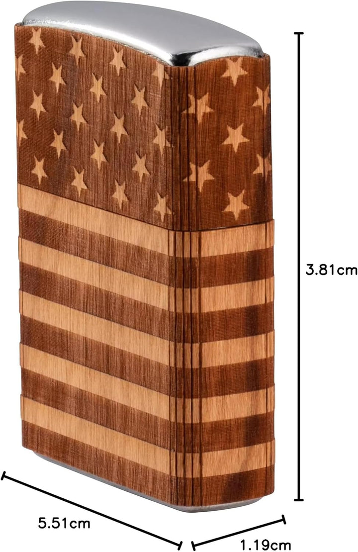 Zippo Woodchuck Taschenfeuerzeug mit USA-Flagge, Braun, Einheitsgrösse Verpackung mit Amerikanischer