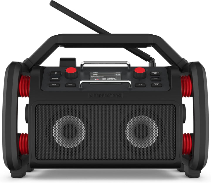 PerfectPro Baustellenradio ROCKPRO, DAB+ und UKW-Empfang, Bluetooth, Inklusive Ladegerät und Lithium