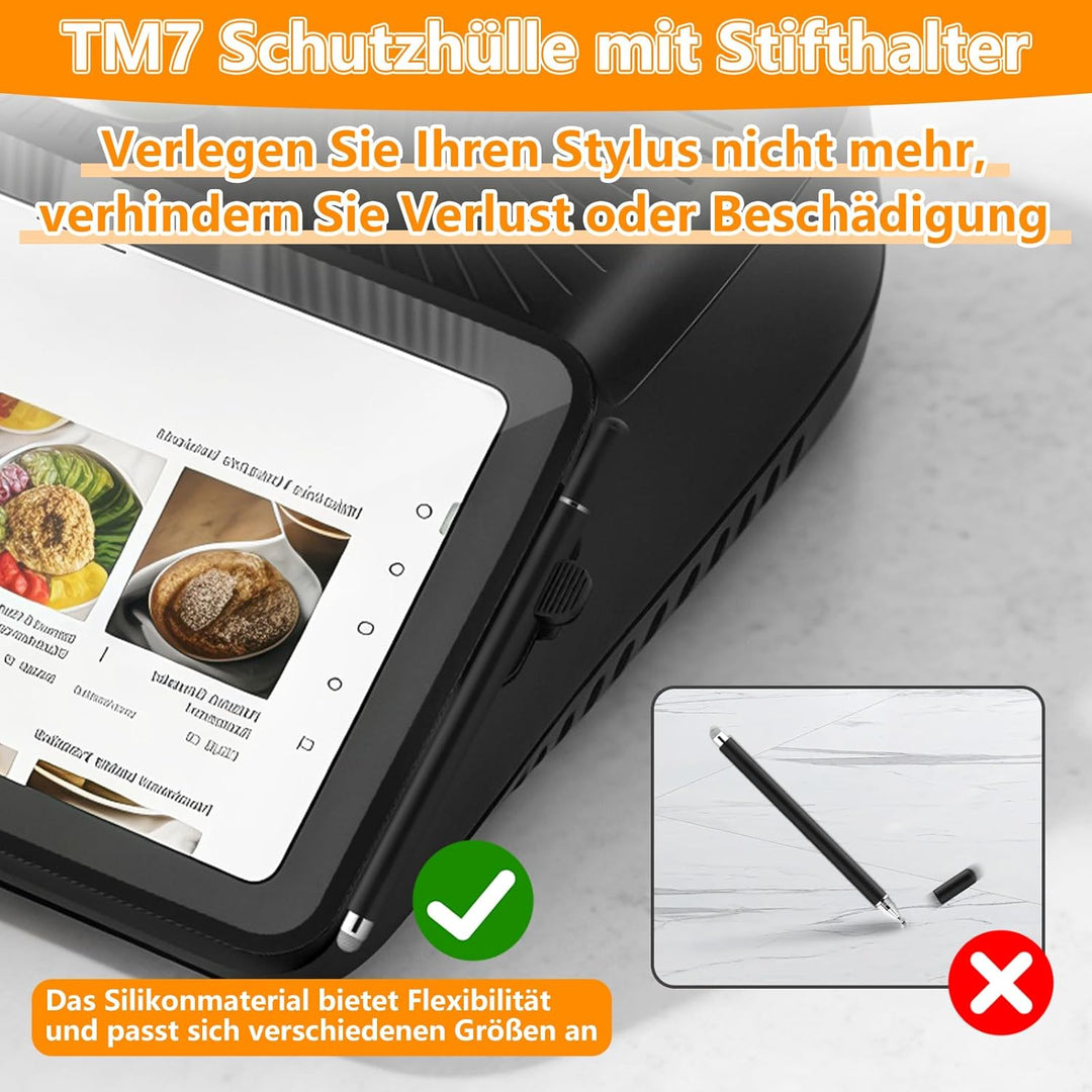 SelfTek 3 Stück Displayschutz für Thermomix TM7 - TM7 Zubehör mit 2 Displayschutz Panzerglas, Siliko