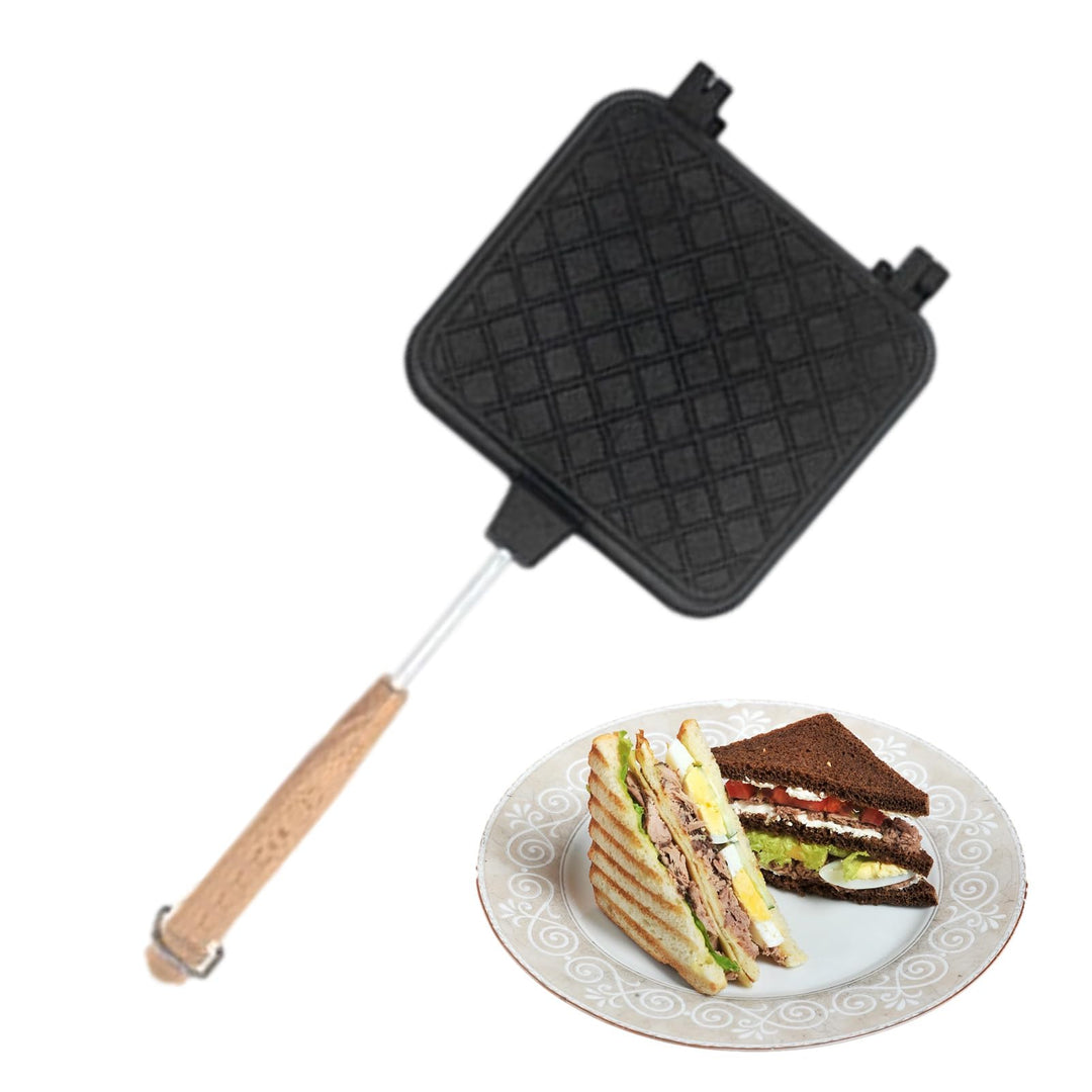 Sandwichmaker Aus Gusseisen, Grillkäse-Sandwichpresse Mit Abnehmbarem Griff, Camping-Sandwich-Maker