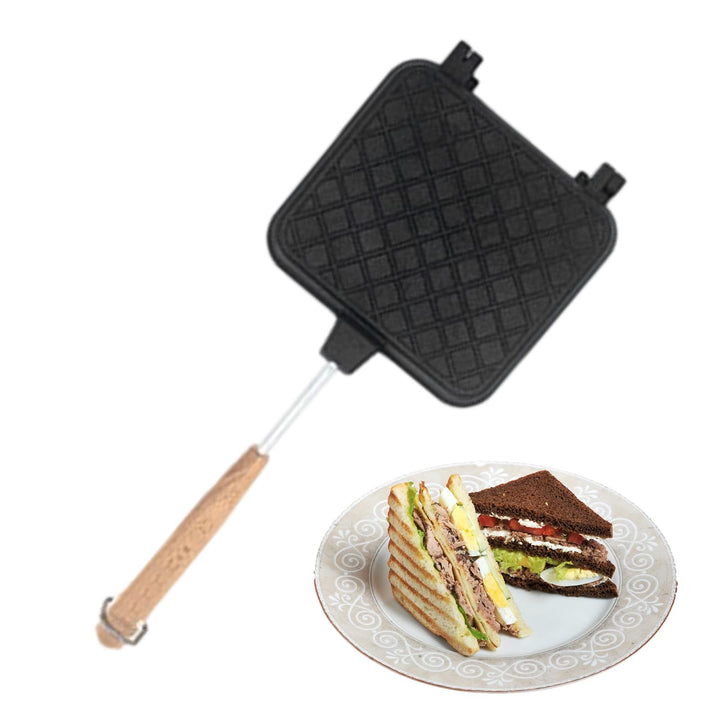 Sandwichmaker Aus Gusseisen, Grillkäse-Sandwichpresse Mit Abnehmbarem Griff, Camping-Sandwich-Maker