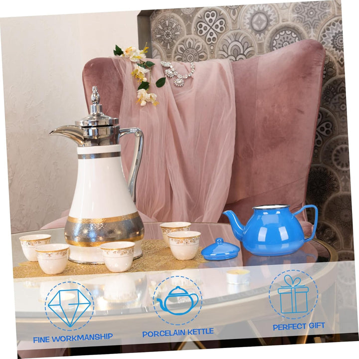 DOITOOL Türkische Teekanne Teapot Vintage Kochkessel Emaille Teekessel 1000ml Teebereiter Retro Wass