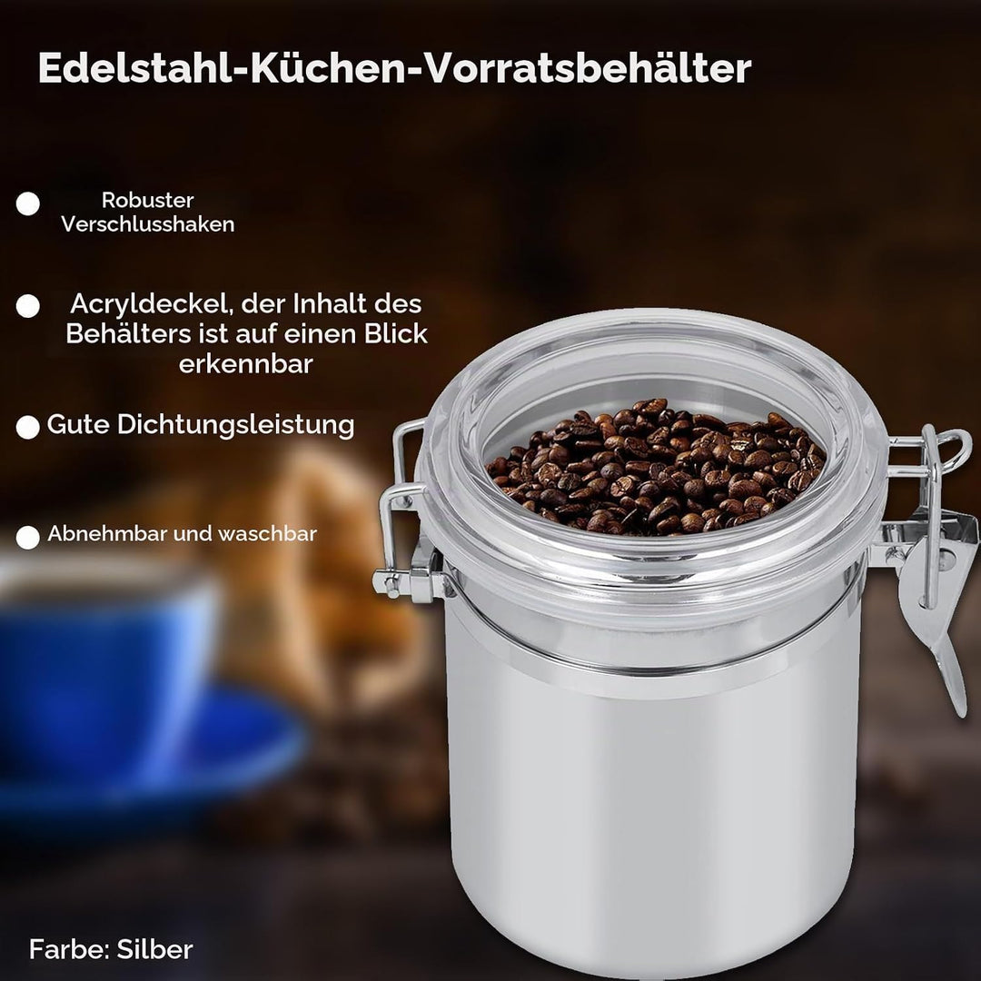 700ml Kaffeedose Edelstahl, Luftdichte Kaffeebehälter Mit Messlöffel, Kaffeedosen Set Mit Kalenderra