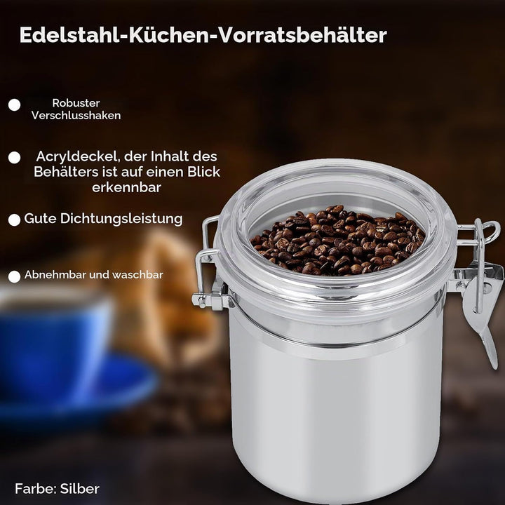 700ml Kaffeedose Edelstahl, Luftdichte Kaffeebehälter Mit Messlöffel, Kaffeedosen Set Mit Kalenderra