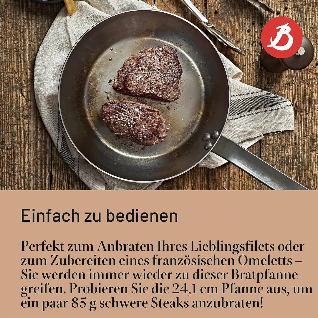 de Buyer, Bratpfanne Mineral B aus Carbonstahl, Ø 24 cm, 5610.24, Ø 24 cm