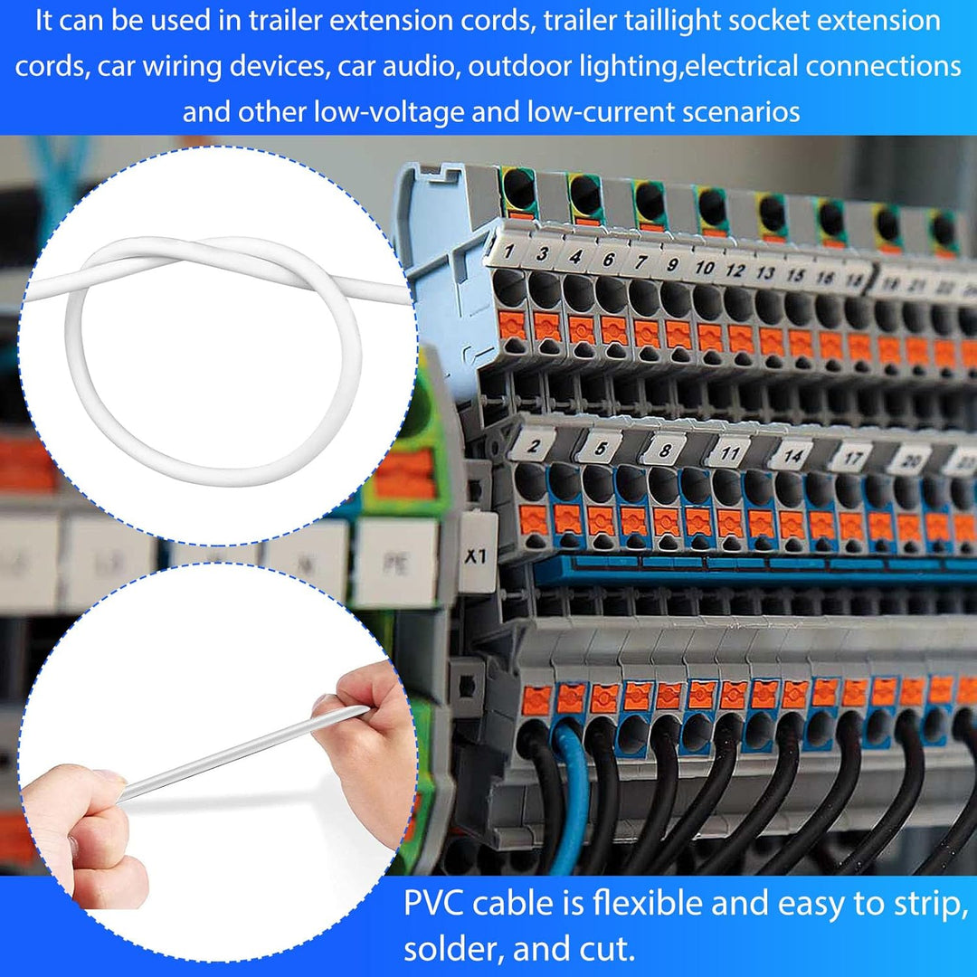 10 Meter 18AWG 2x0,75mm² Elektrischer Draht 2 Adriges Kabel 5V/12V/24V/300V Weiss Verzinntes Kupferk