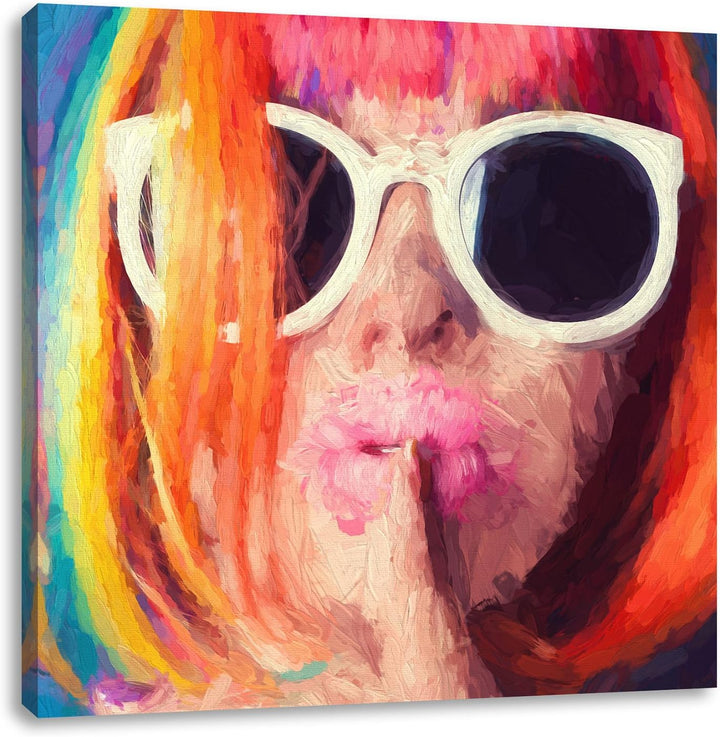 Pixxprint Frau mit Haaren als Leinwandbild Quadratisch/Grösse: 70x70 / Wandbild/Kunstdruck/fertig be