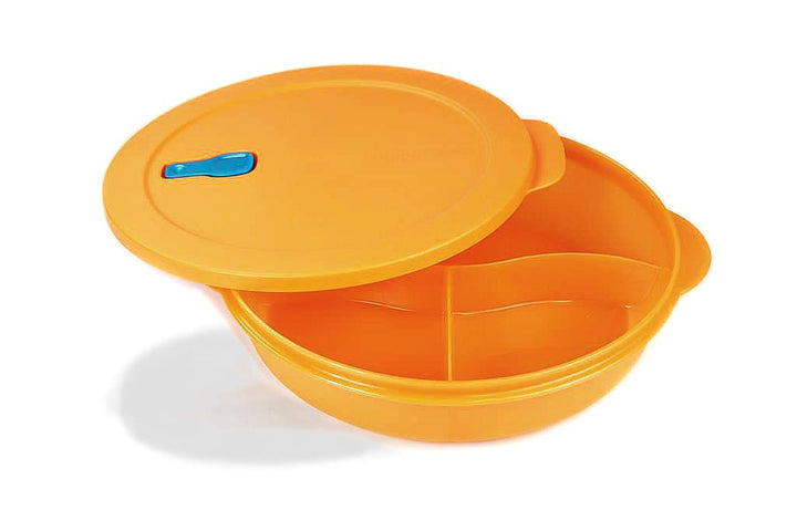 Tupperware CrystalWave Mikrowelle 1,9 L mit orangefarbenem Mikrowelleneinsatz