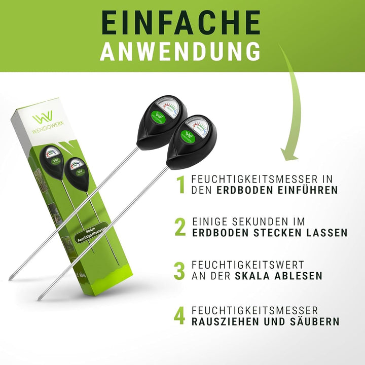 2 Stück Extra Langer Boden Feuchtigkeitsmesser für Pflanzen 40CM [Schwarz/Schwarz] - Ohne Batterien