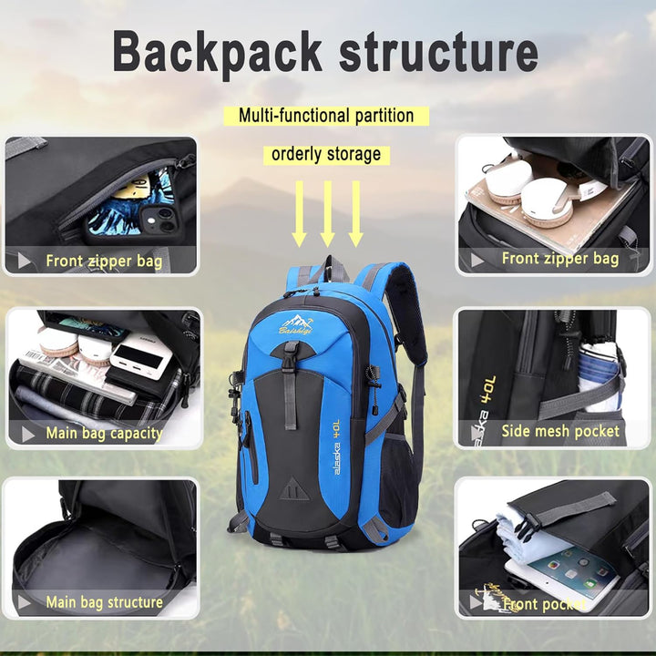 Wanderrucksack Herren Damen 40L Wasserdichter Rucksack Leicht Gross Reiserucksack，Outdoorrucksack mi
