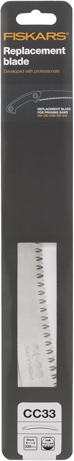 Original Fiskars gebogenes Sägeblatt für Profi Handsägen SW 240 und SW 330, Blattlänge 33 cm, Hochwe