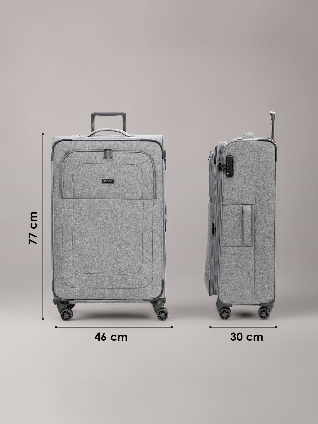REDOLZ grosser Weichschalen Koffer für Damen & Herren | Leichter Trolley 77 cm mit 4 Doppelrollen &