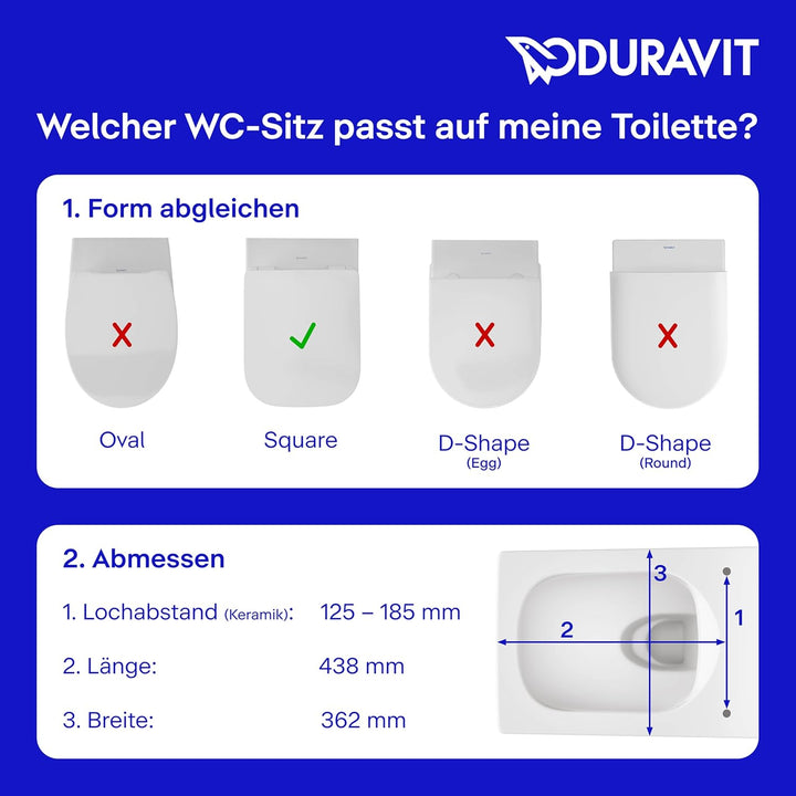 Duravit WC-Sitz Univavo, WC-Sitz eckig, Klobrille mit doppelter Absenkautomatik, Toilettendeckel Qui