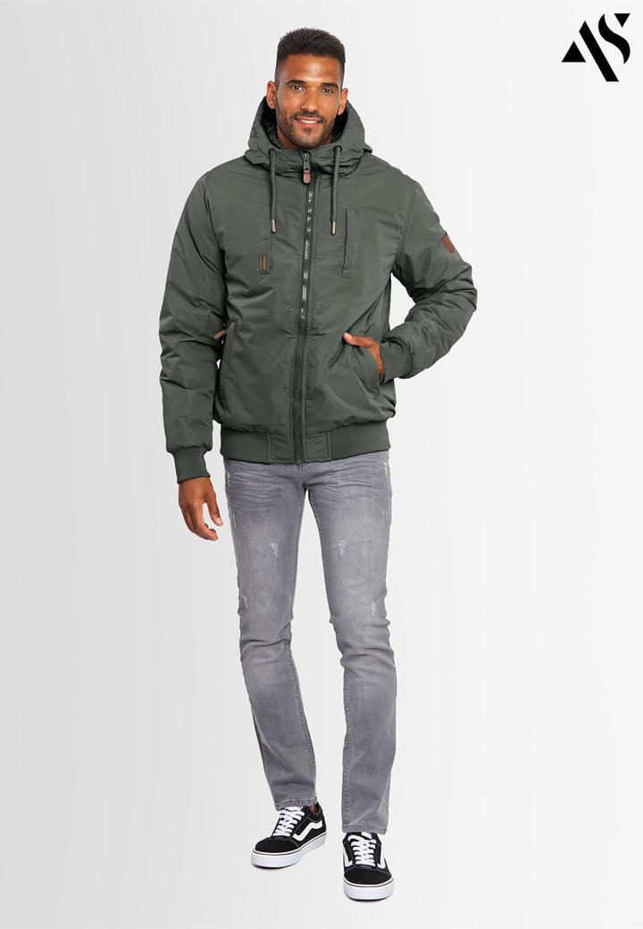ALESSANDRO SALVARINI Herren Winterjacke (S-3XL) mit Kapuze - Teddyfleece innen komplett, Winddicht,