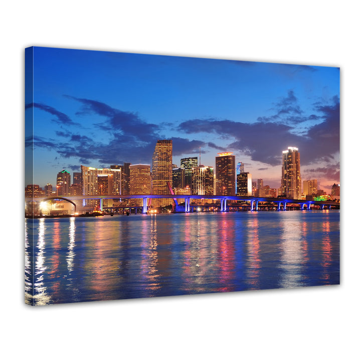 Bilderdepot24 Bild auf Leinwand | Skyline von Miami South Beach - Florida in 70x50 cm als Wandbild |