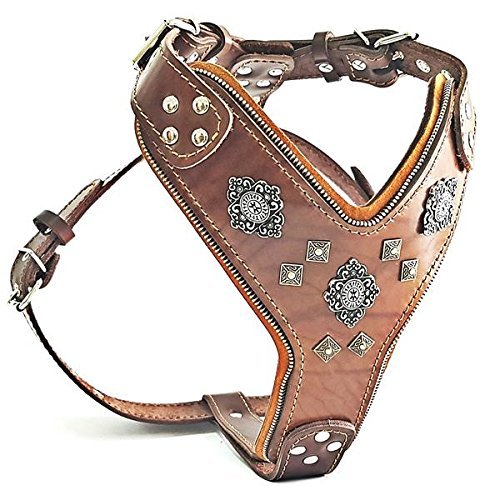 Bestia |Aztec| Leder Brustgeschirr für grosse Hunde. Bis 145 cm Brustumfang. 100% Leder. Handgeferti