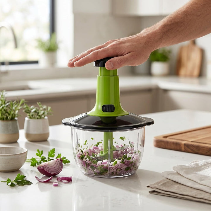 Fockety Manuelle Küchenmaschine, Rostfreier Gebogener Schneider, Ergonomischer Griff für Mühelose Le