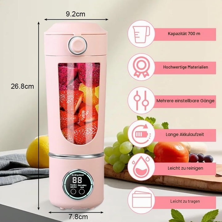 Tragbarer Mixer, 700 ml kleiner Mixer Smoothie, Mini-Standmixer mit 12 Edelstahlklingen und Digitala