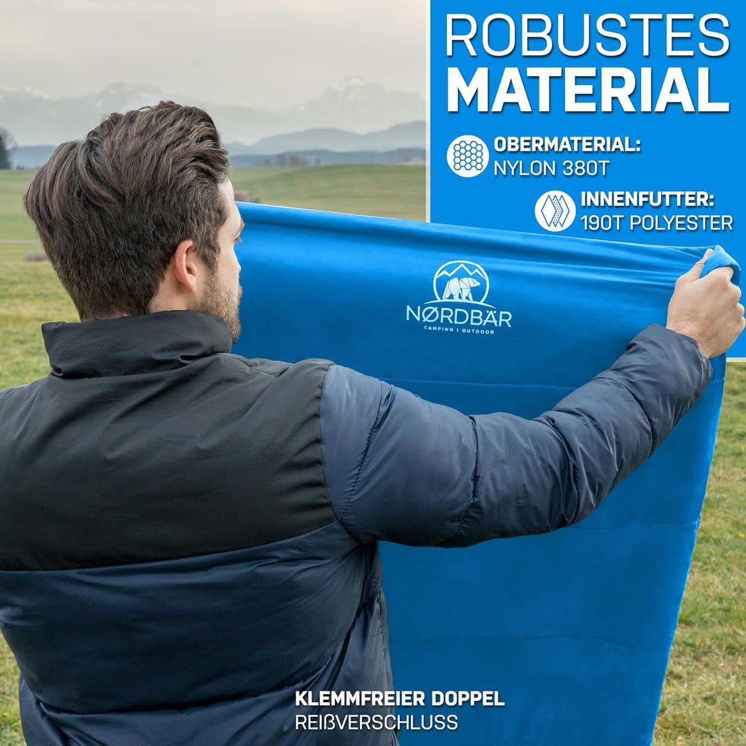 NORDBÄR® Schlafsack 3 Jahreszeiten & Sommer Ultraleicht [750g/1500g] | Camping Mumienschlafsack | kl