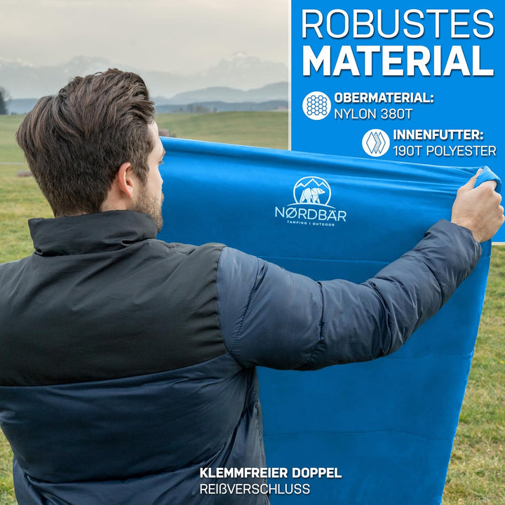 NORDBÄR® Schlafsack 3 Jahreszeiten & Sommer Ultraleicht [750g/1500g] | Camping Mumienschlafsack | kl