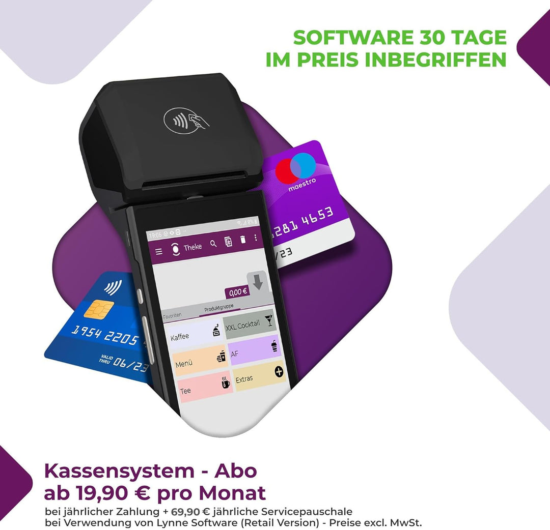 Registrierkasse TSE ready - mobiles Kassensystem mit Kartenterminal (POS) und integriertem Bondrucke
