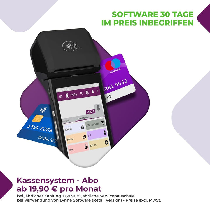 Registrierkasse TSE ready - mobiles Kassensystem mit Kartenterminal (POS) und integriertem Bondrucke