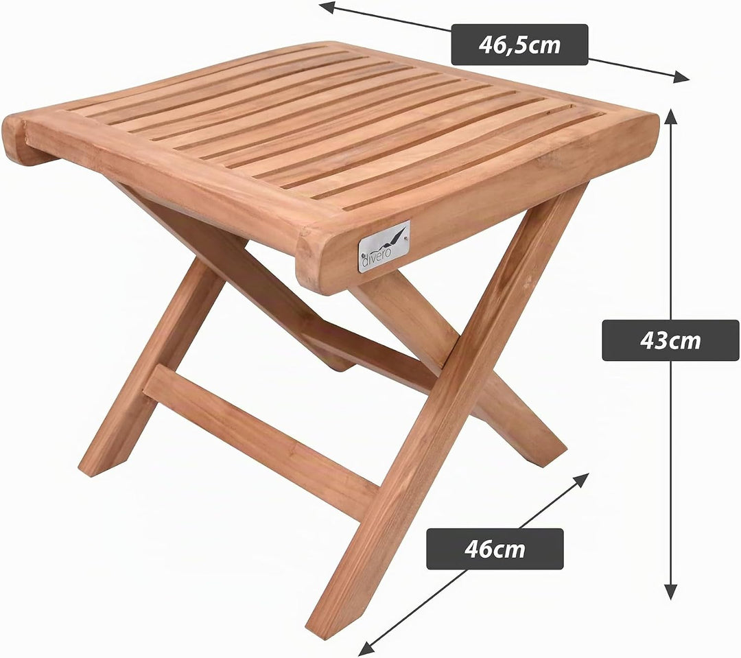 Divero klappbarer Bad-Hocker BACAN aus Teak Holz behandelt - Farbe: Braun
