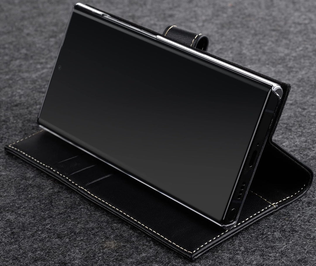 STILGUT Talis kompatibel mit Samsung Galaxy S22 Ultra Hülle mit Kartenfach aus Leder, Wallet Case, L