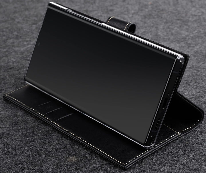 STILGUT Talis kompatibel mit Samsung Galaxy S22 Ultra Hülle mit Kartenfach aus Leder, Wallet Case, L