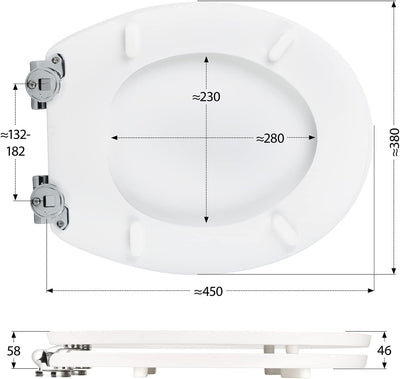 'aquaSu® WC-Sitz mit Absenkautomatik, Dekor Real White, High-Gloss Toilettensitz mit Holzkern, Fast-