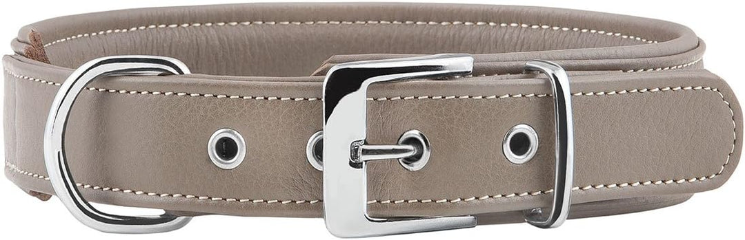 Knuffelwuff 13991-013 Weiches Lederhalsband Hund Hundehalsband Glendale 53-60cm, Natur Natur Halsumf