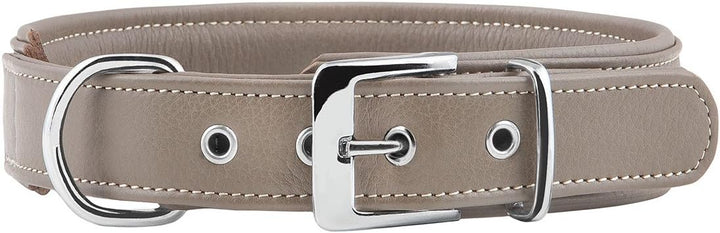 Knuffelwuff 13991-013 Weiches Lederhalsband Hund Hundehalsband Glendale 53-60cm, Natur Natur Halsumf