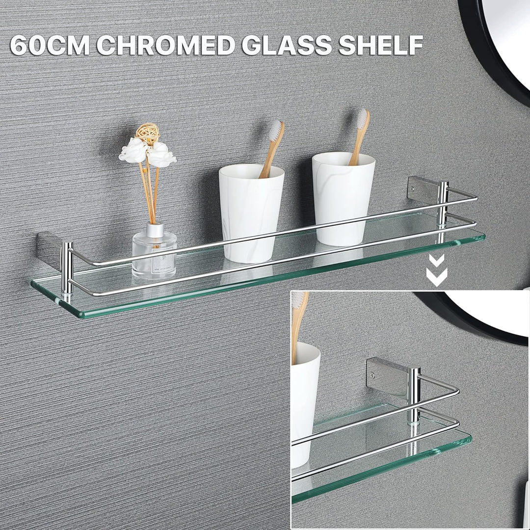 SAYAYO Duschablage Poliert Glasregal Edelstahl Duschregal Badezimmer Regal Duschkorb Shampoo Halteru