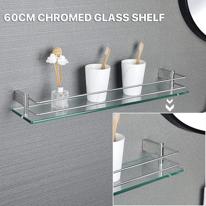 SAYAYO Duschablage Poliert Glasregal Edelstahl Duschregal Badezimmer Regal Duschkorb Shampoo Halteru