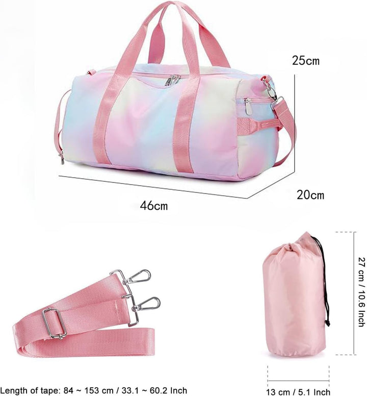 Kindersporttasche Reisetasche mit Schuhfach & Nassfach Schwimmtasche, Kinder Mädchen Reisetasche für