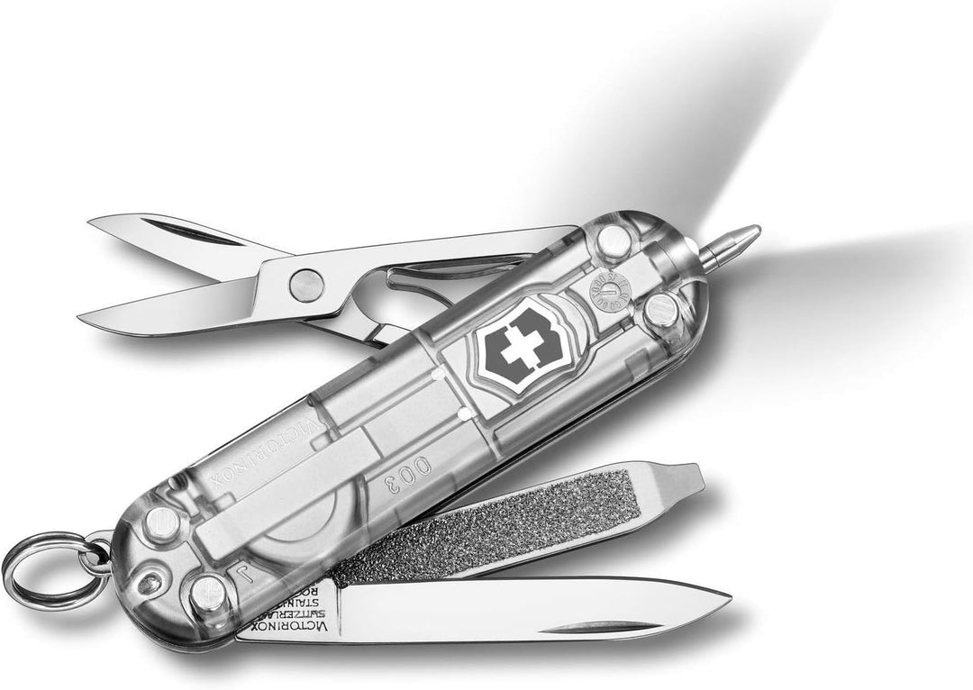 Victorinox Taschenmesser Signature Lite (7 Funktionen, Kugelschreiber, LED-Licht) Silber Transparent