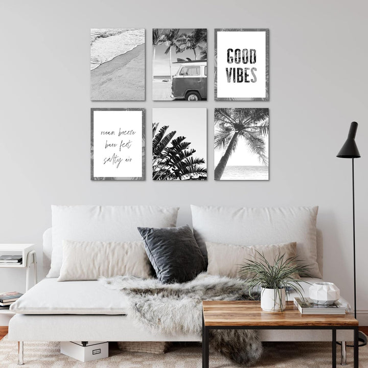 Novart Set Wandbilder - KEIN EXTRA RAMEN BENÖTIGT - Wohnzimmer Schlafzimmer - Bilder Modern Strand -