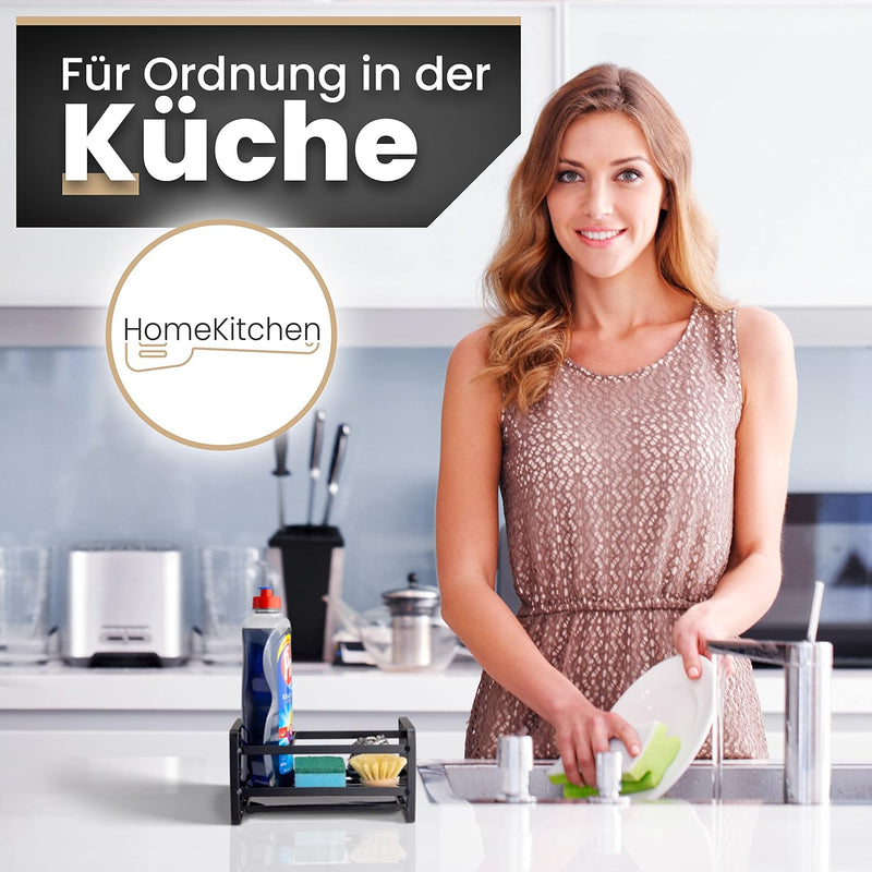 HomeKitchen® Premium Spülbecken Organizer aus rostfreiem Edelstahl für Aufbewahrung von Küchenutensi