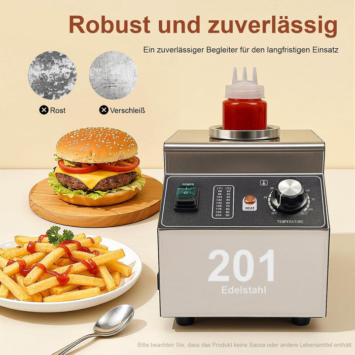 Sossenwärmer 1/3 Flaschen Saucenwärmer Temperaturgesteuert 30-85 °C Sossenwärmer mit 680ml Quetschfl