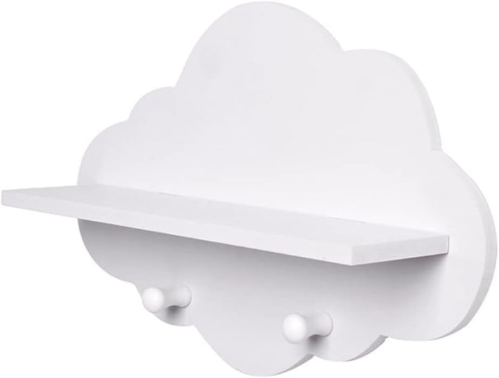 Wolkenregale, 3 Stück, niedliches weisses Schweberegal aus Holz in Wolkenform mit Kleiderbügel, Aufb