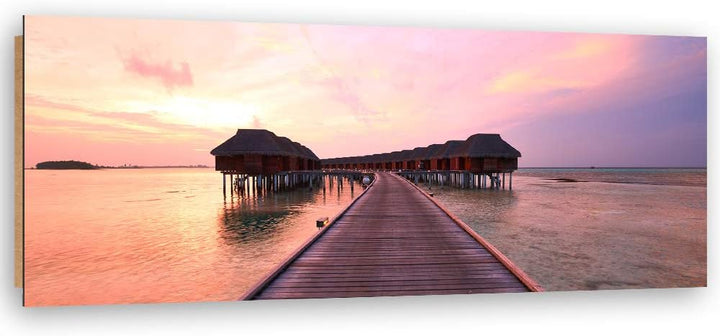 Wandbild XXL Brücke Deko Kunst Bilder Meer Violett 150x60 cm Deko Paneel 150x60 cm Violett_b, Deko P