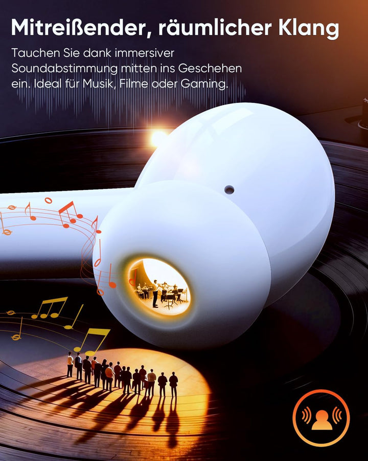 ZIUTY Kabellose Bluetooth Kopfhörer 5.3, In Ear Kopfhörer mit 4 ENC Mikrofonen, 48 Std Akkulaufzeit,