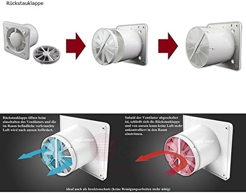 MKK - 18155-009 - DUO Design Badlüfter Wandlüfter Turbo Ventilator Rückstauklappe Kugellager Nachlau