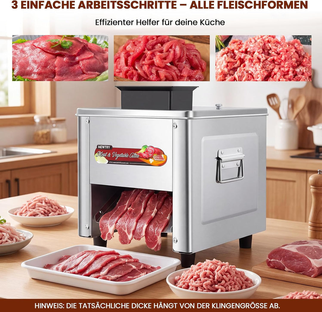 NEWTRY Kommerzielle Fleischschneidemaschine zum Schneiden, Zerteilen und Würfeln von Fleisch mit 3,5
