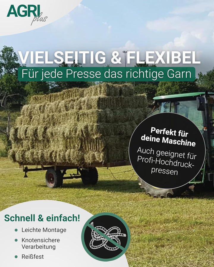 AGRI plus 1 Doppelpack Pressengarn/Erntegarn (10 kg - Für Hochdruckballen 400 m/kg, Blau) 10 kg - Fü