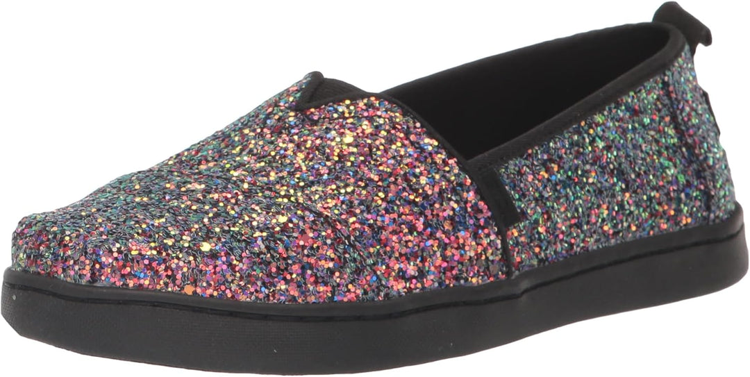 TOMS Mädchen Classic Alpargata Flacher Slipper 38 EU Schwarzer Grober Glitzer, 38 EU Schwarzer Grobe