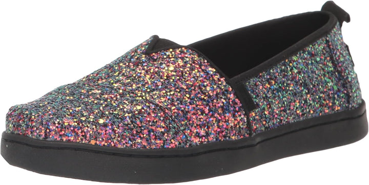 TOMS Mädchen Classic Alpargata Flacher Slipper 38 EU Schwarzer Grober Glitzer, 38 EU Schwarzer Grobe