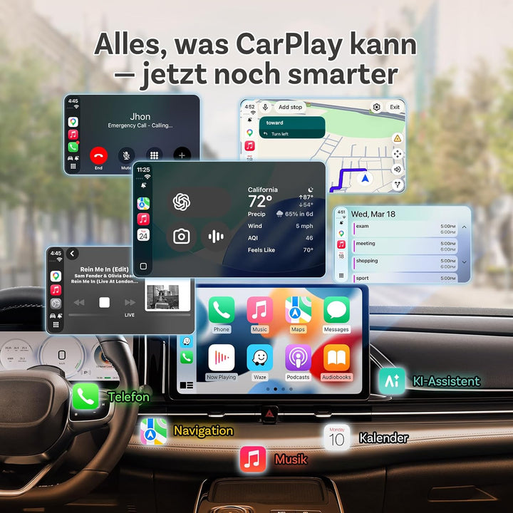 (2026 Aktualisiert) OTTOCAST Kabelloser CarPlay & Android Auto Adapter 2-in-1, Ottocast Mini Slim fü